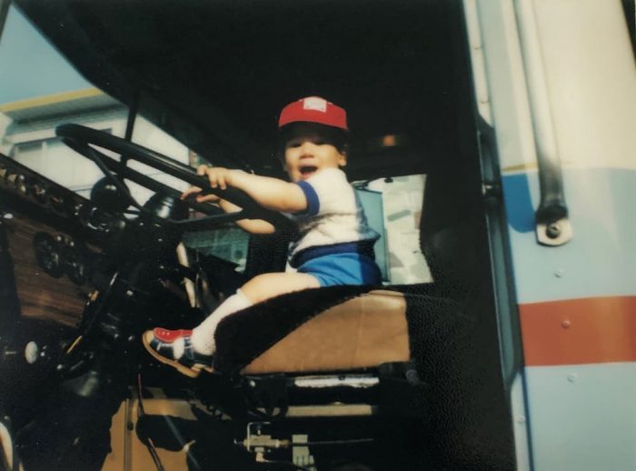 Young Michael Cinquino in truck